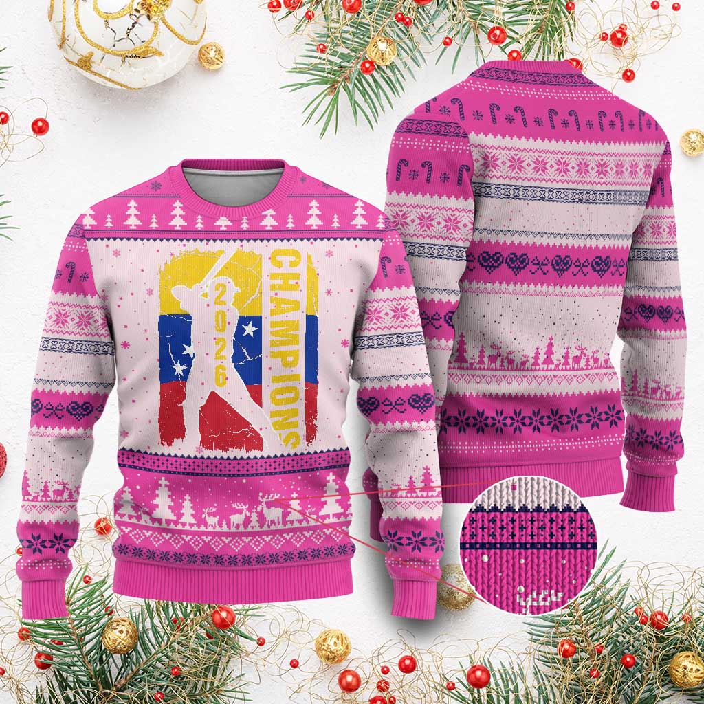 Venezuela 2026 Champions Ugly Christmas Sweater Baseball Vinotinto Pride Gift TS12 Hot Pink Print Your Wear