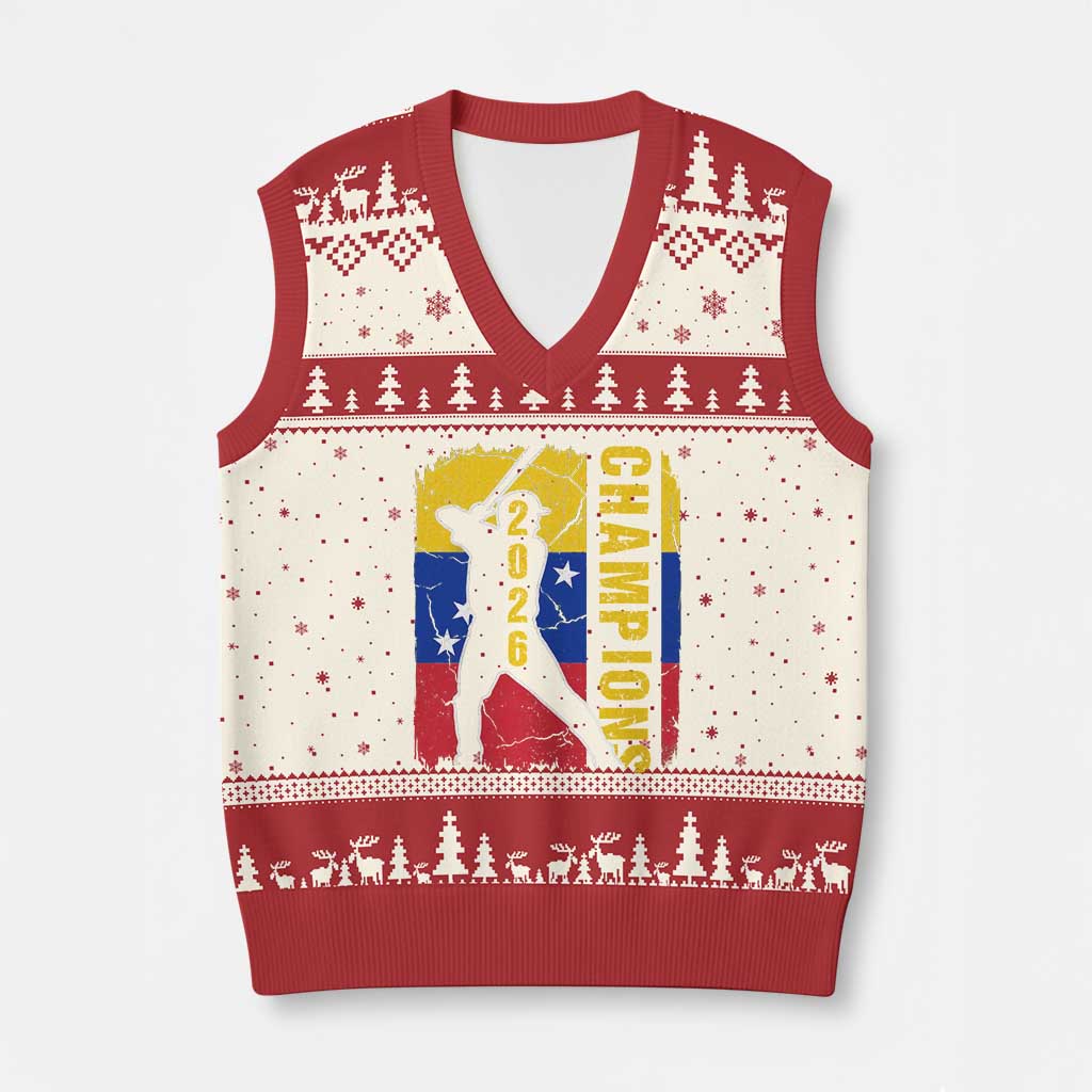 Venezuela 2026 Champions V-Neck Knit Sweater Vest Baseball Vinotinto Pride Gift TS12 Beige Red Print Your Wear