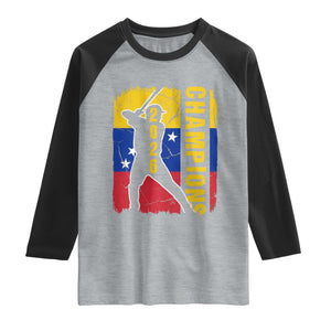 Venezuela 2026 Champions Raglan Shirt Baseball Vinotinto Pride Gift TS12 Heather Gray Black Print Your Wear