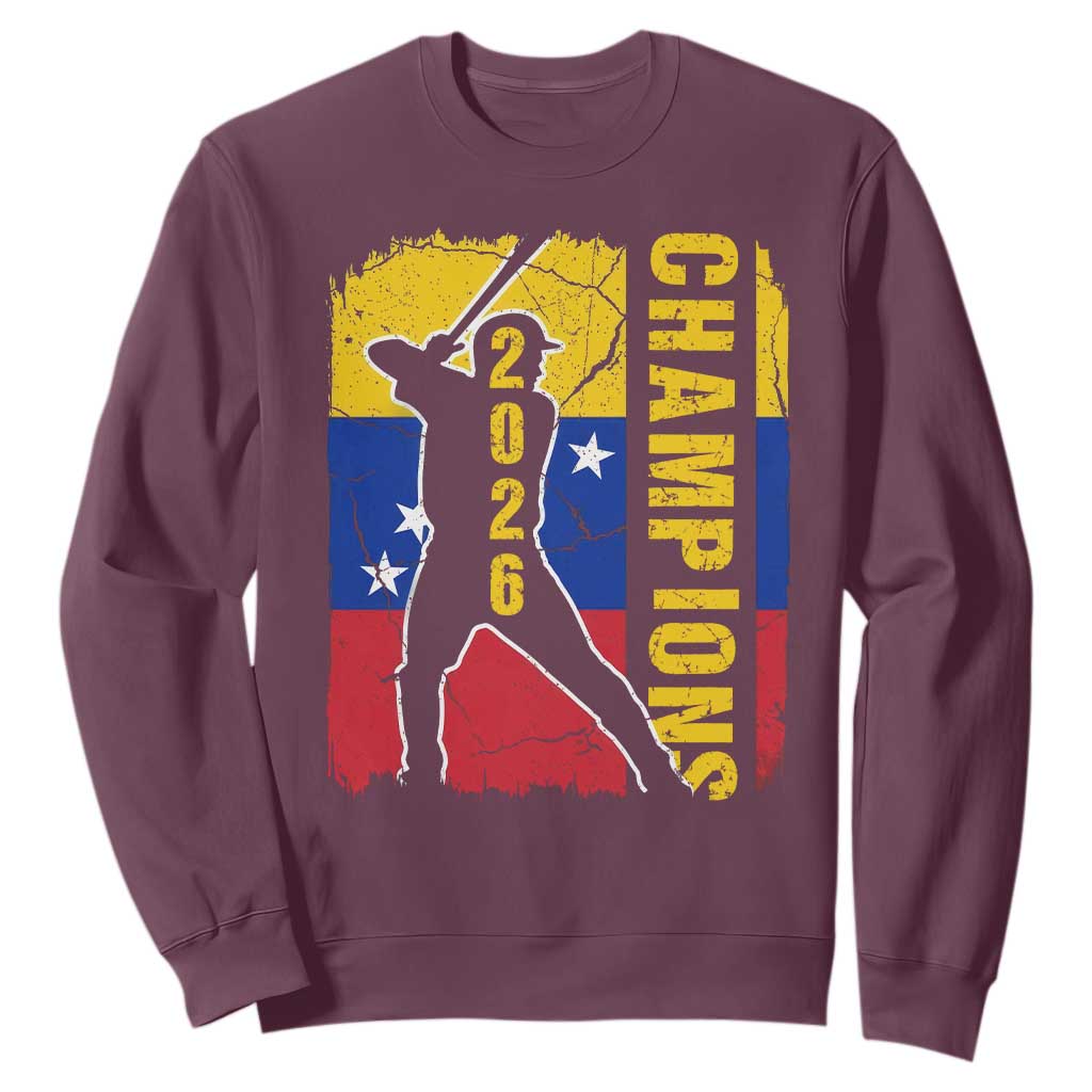Venezuela 2026 Champions Sweatshirt Baseball Vinotinto Pride Gift TS12 Maroon Print Your Wear