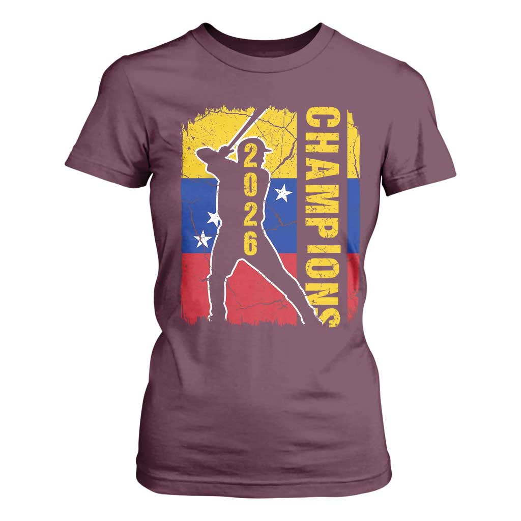 Venezuela 2026 Champions T Shirt For Women Baseball Vinotinto Pride Gift TS12 Maroon Print Your Wear