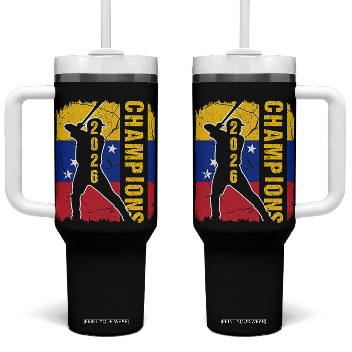 Venezuela 2026 Champions Tumbler With Handle Baseball Vinotinto Pride Gift TS12 One Size: 40 oz Black Print Your Wear