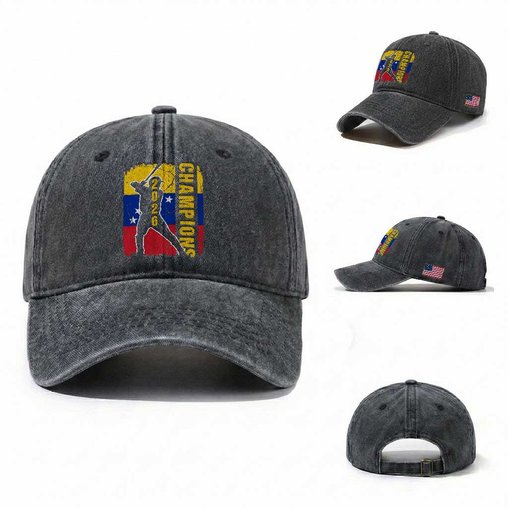 Venezuela 2026 Champions Washed Cotton Baseball Cap Baseball Vinotinto Pride Gift TS12 Washed Cap Universal Fit Dark Gray Print Your Wear