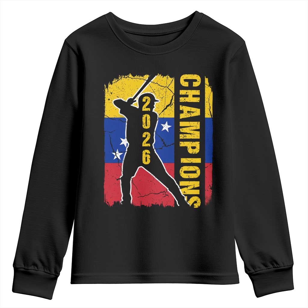 Venezuela 2026 Champions Youth Sweatshirt Baseball Vinotinto Pride Gift TS12 Black Print Your Wear
