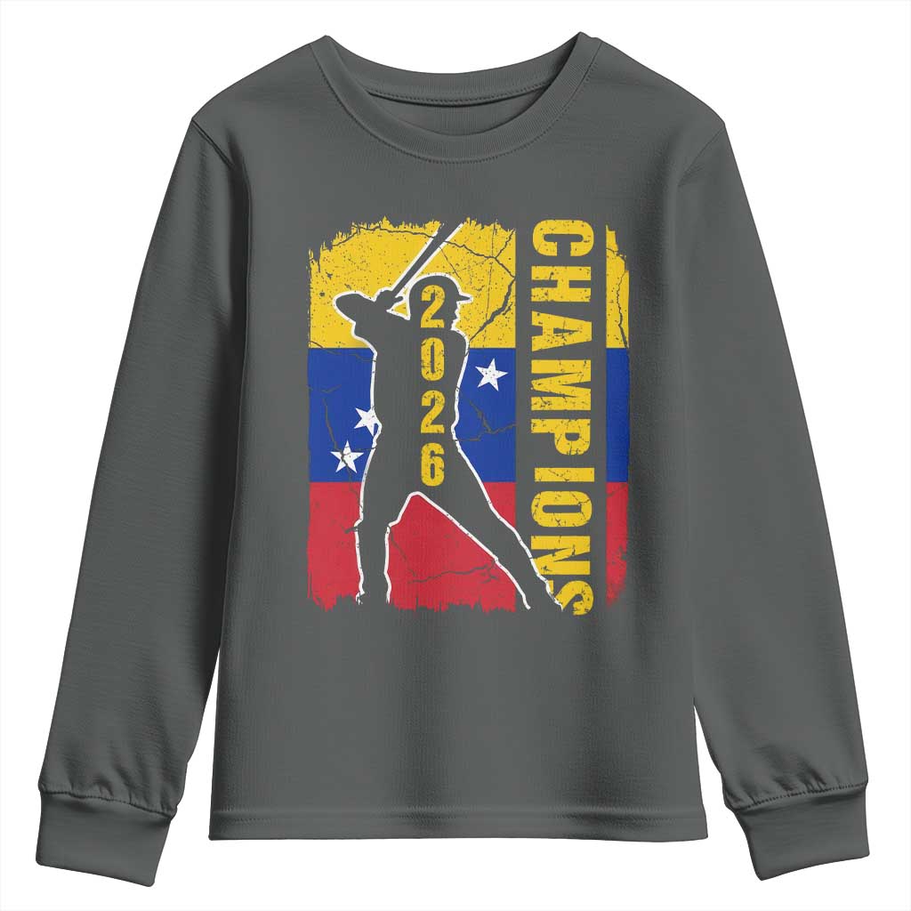 Venezuela 2026 Champions Youth Sweatshirt Baseball Vinotinto Pride Gift TS12 Dark Heather Print Your Wear