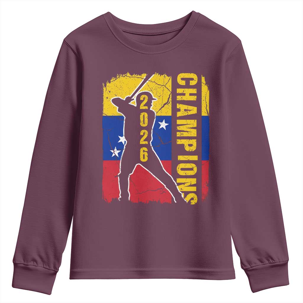Venezuela 2026 Champions Youth Sweatshirt Baseball Vinotinto Pride Gift TS12 Maroon Print Your Wear