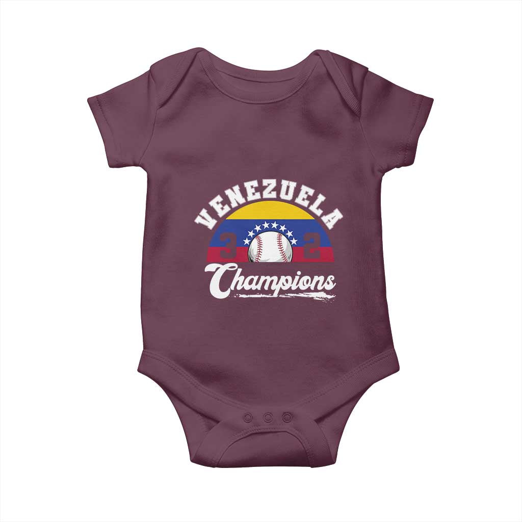 Venezuela 2026 Champions Baby Onesie Baseball Patriotic Pride TS12 Maroon Print Your Wear