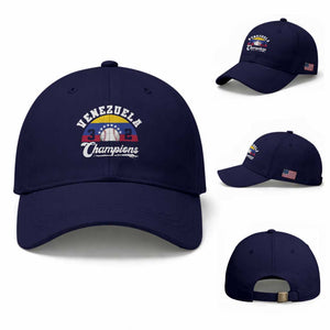 Venezuela 2026 Champions Baseball Cap Baseball Patriotic Pride TS12 Baseball Cap Universal Fit Navy Print Your Wear