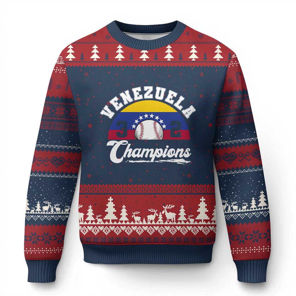 Venezuela 2026 Champions Ugly Christmas Sweater Baseball Patriotic Pride TS12 Navy Red Print Your Wear