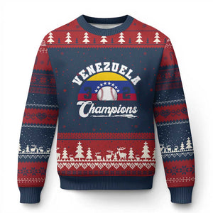 Venezuela 2026 Champions Ugly Christmas Sweater Baseball Patriotic Pride TS12 Navy Red Print Your Wear