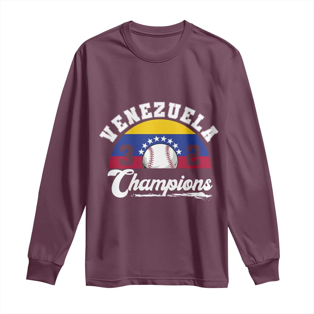 Venezuela 2026 Champions Long Sleeve Shirt Baseball Patriotic Pride TS12 Maroon Print Your Wear