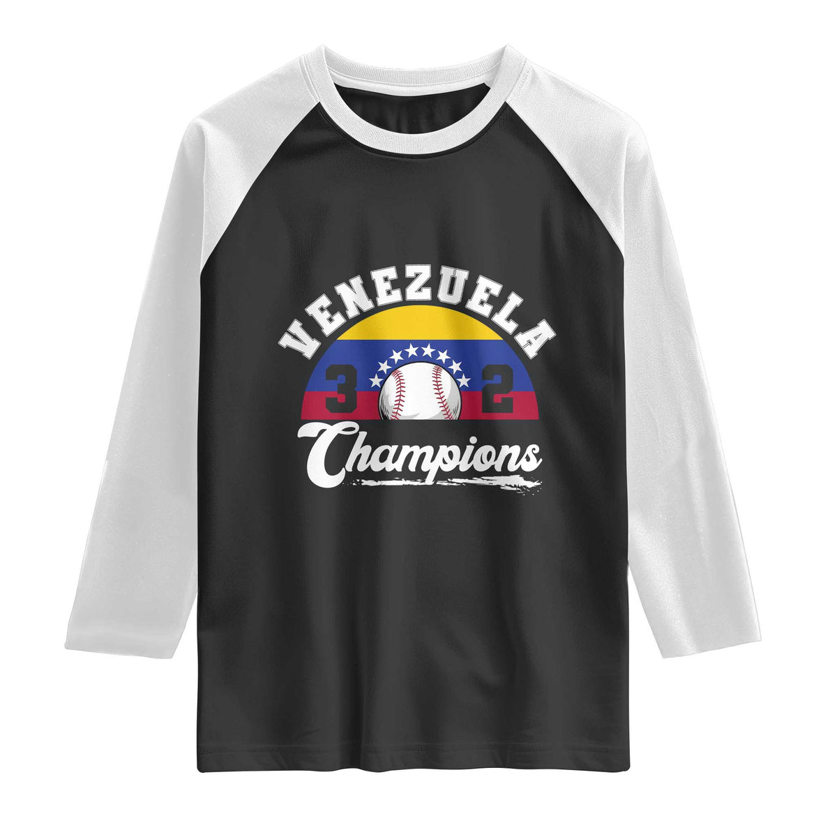 Venezuela 2026 Champions Raglan Shirt Baseball Patriotic Pride TS12 Black White Print Your Wear
