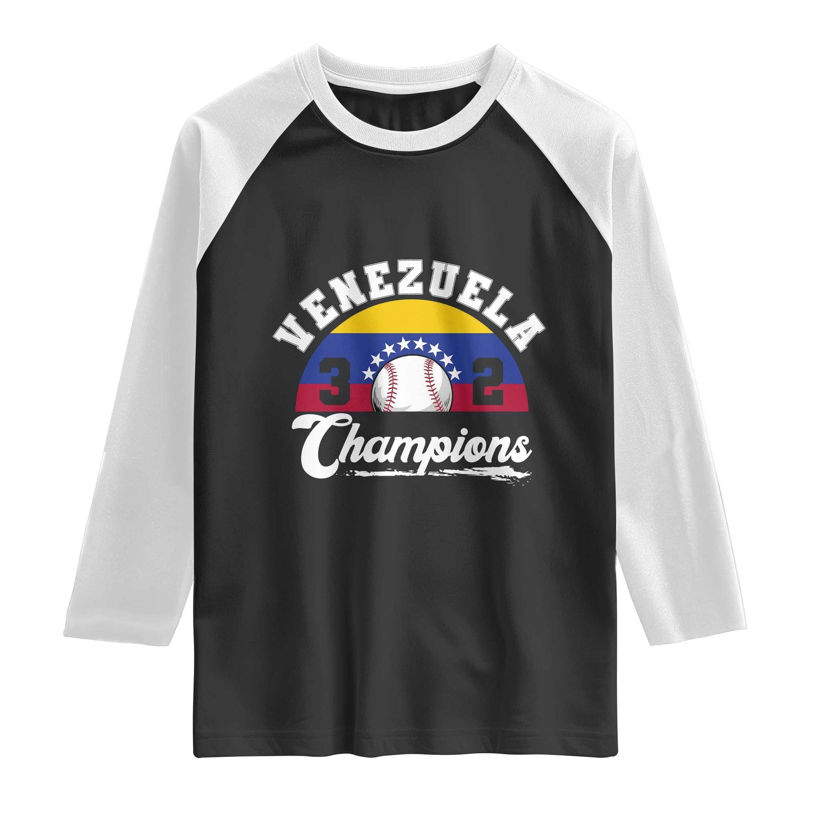 Venezuela 2026 Champions Raglan Shirt Baseball Patriotic Pride TS12 Black White Print Your Wear