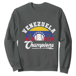 Venezuela 2026 Champions Sweatshirt Baseball Patriotic Pride TS12 Dark Heather Print Your Wear