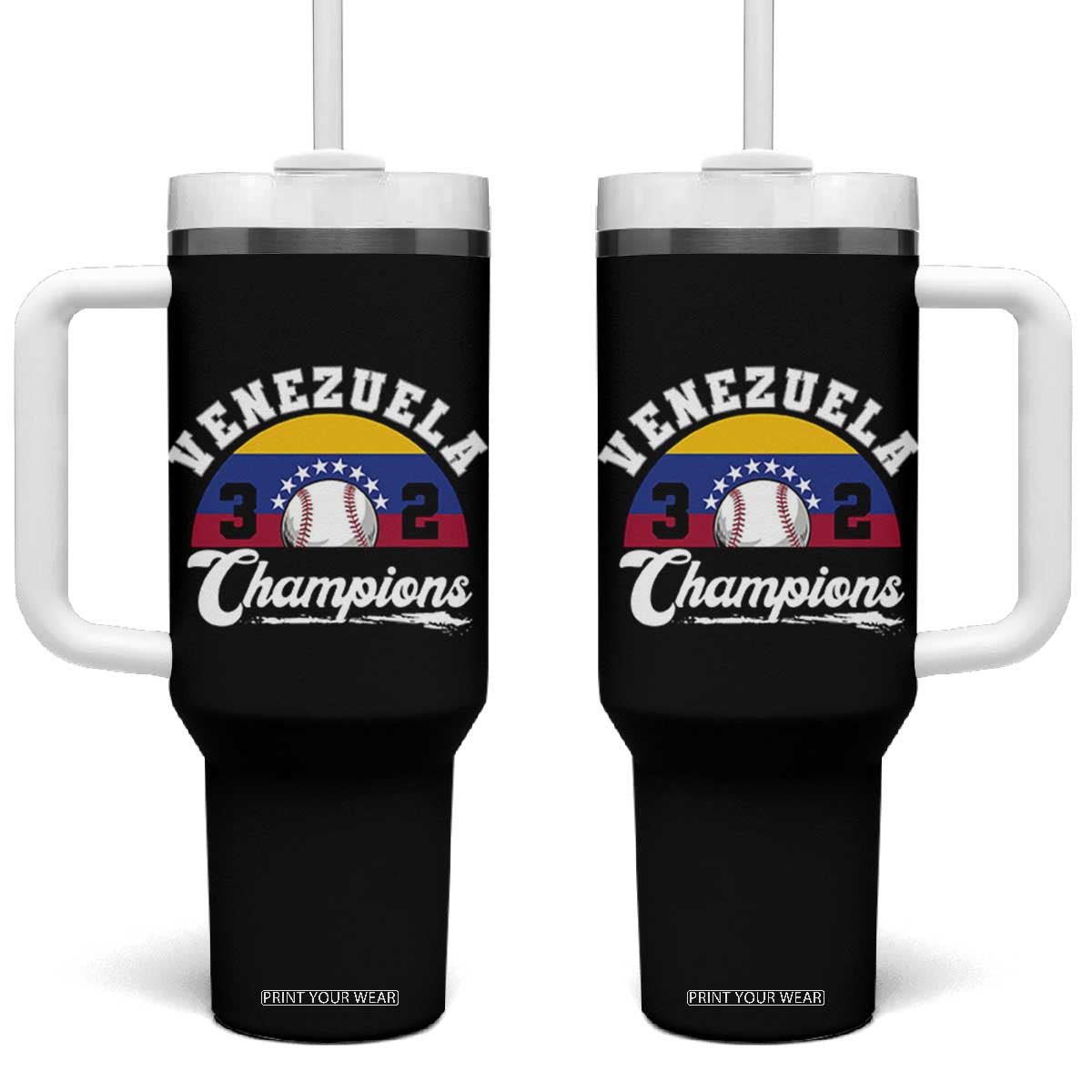 Venezuela 2026 Champions Tumbler With Handle Baseball Patriotic Pride TS12 One Size: 40 oz Black Print Your Wear
