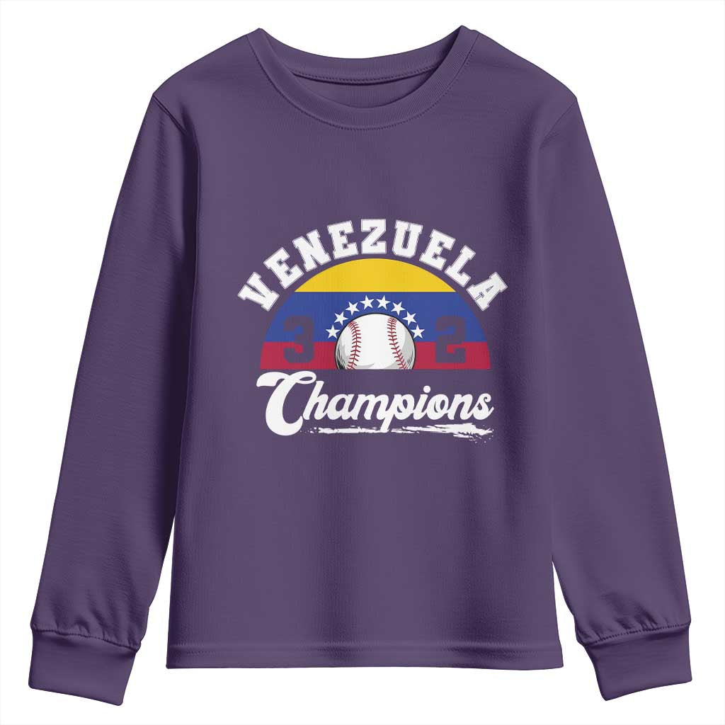 Venezuela 2026 Champions Youth Sweatshirt Baseball Patriotic Pride TS12 Purple Print Your Wear