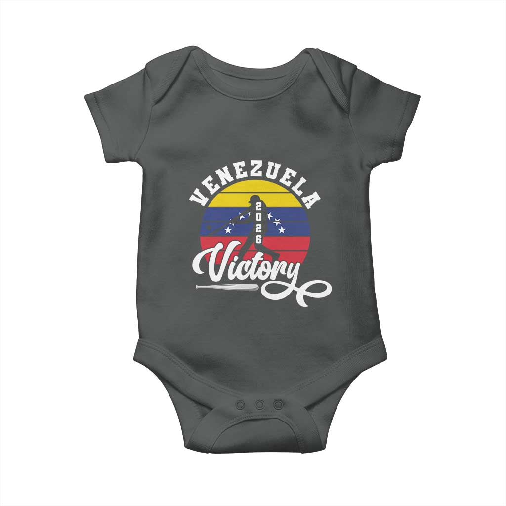 Venezuela 2026 Victory Baseball Baby Onesie Retro Softball Player Gift TS12 Dark Heather Print Your Wear