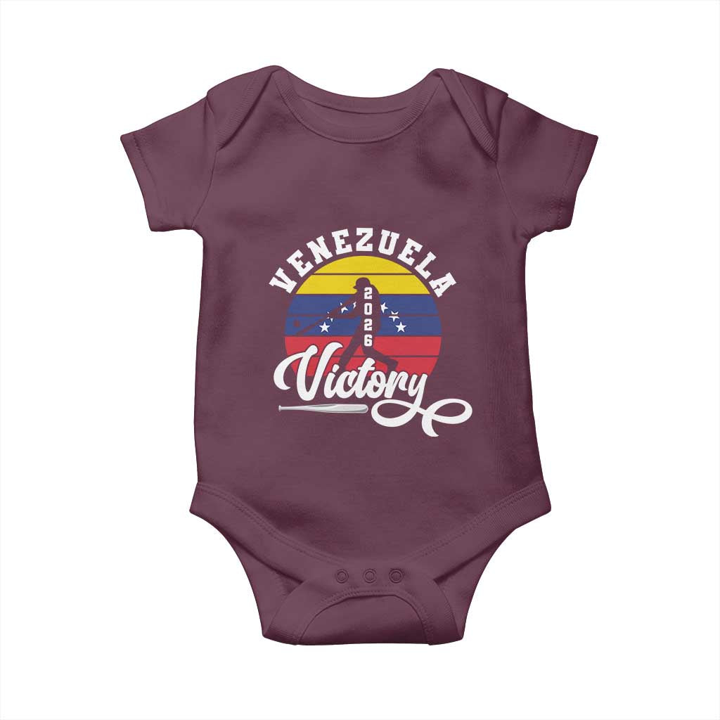 Venezuela 2026 Victory Baseball Baby Onesie Retro Softball Player Gift TS12 Maroon Print Your Wear
