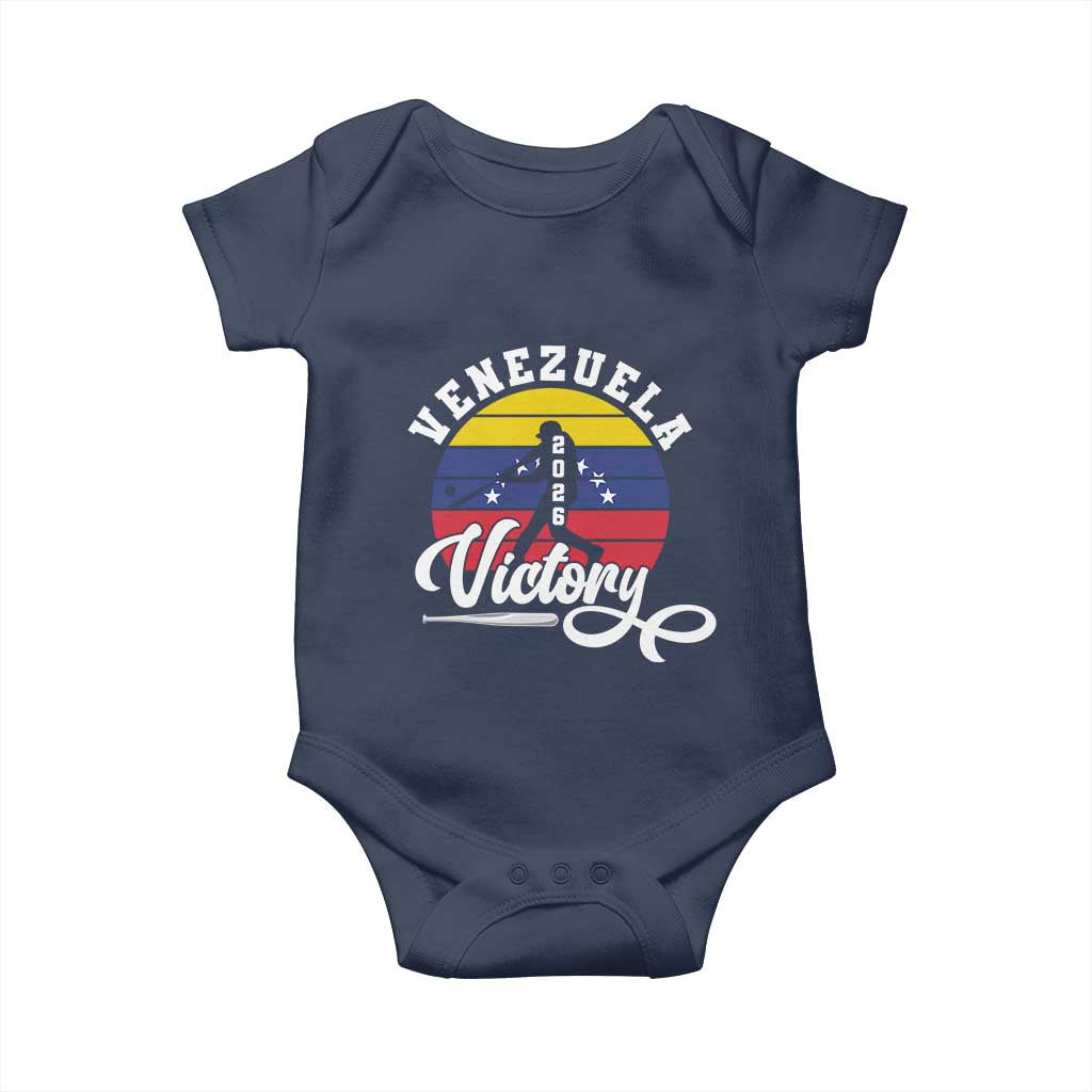 Venezuela 2026 Victory Baseball Baby Onesie Retro Softball Player Gift TS12 Navy Print Your Wear