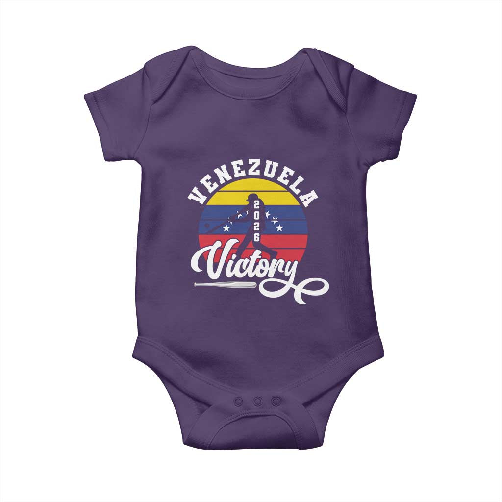 Venezuela 2026 Victory Baseball Baby Onesie Retro Softball Player Gift TS12 Purple Print Your Wear