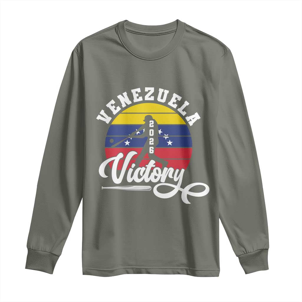 Venezuela 2026 Victory Baseball Long Sleeve Shirt Retro Softball Player Gift TS12 Military Green Print Your Wear