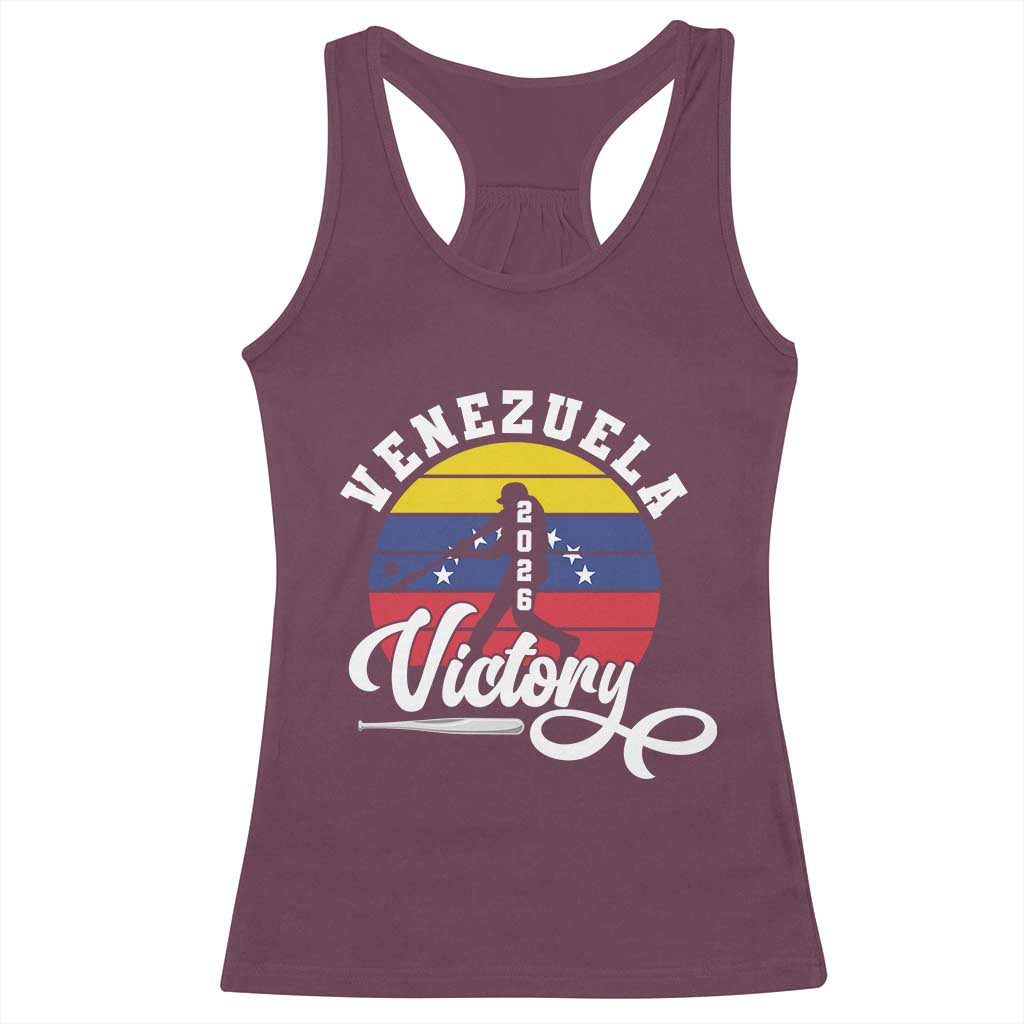 Venezuela 2026 Victory Baseball Racerback Tank Top Retro Softball Player Gift TS12 Maroon Print Your Wear