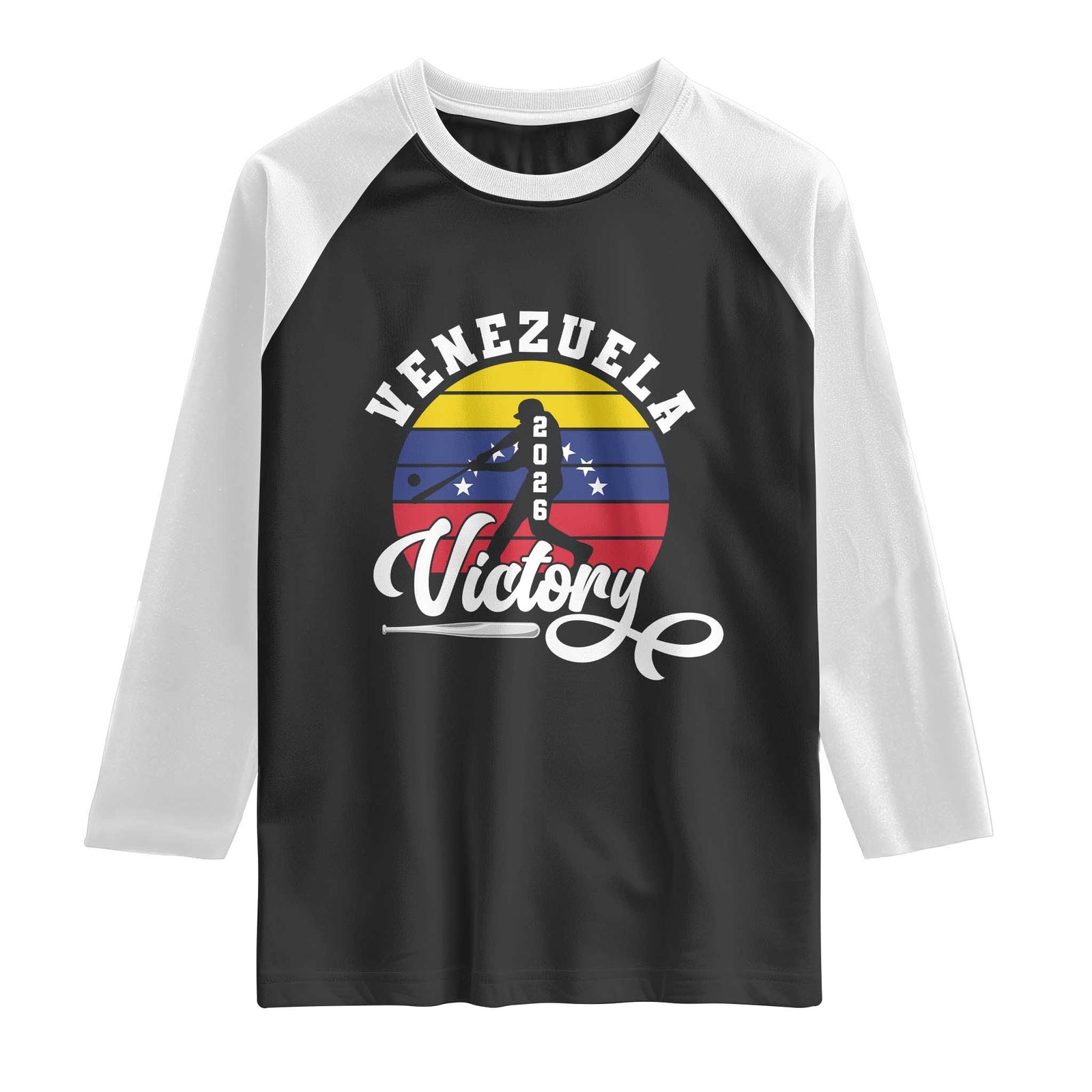 Venezuela 2026 Victory Baseball Raglan Shirt Retro Softball Player Gift TS12 Black White Print Your Wear