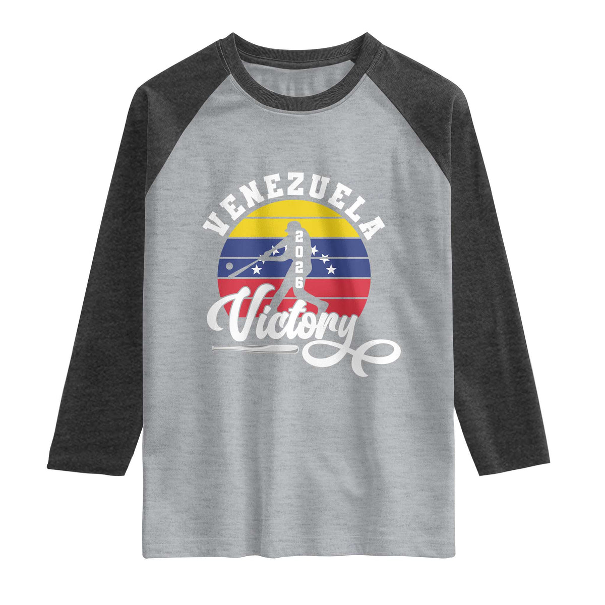 Venezuela 2026 Victory Baseball Raglan Shirt Retro Softball Player Gift TS12 Heather Gray Heather Charcoal Print Your Wear