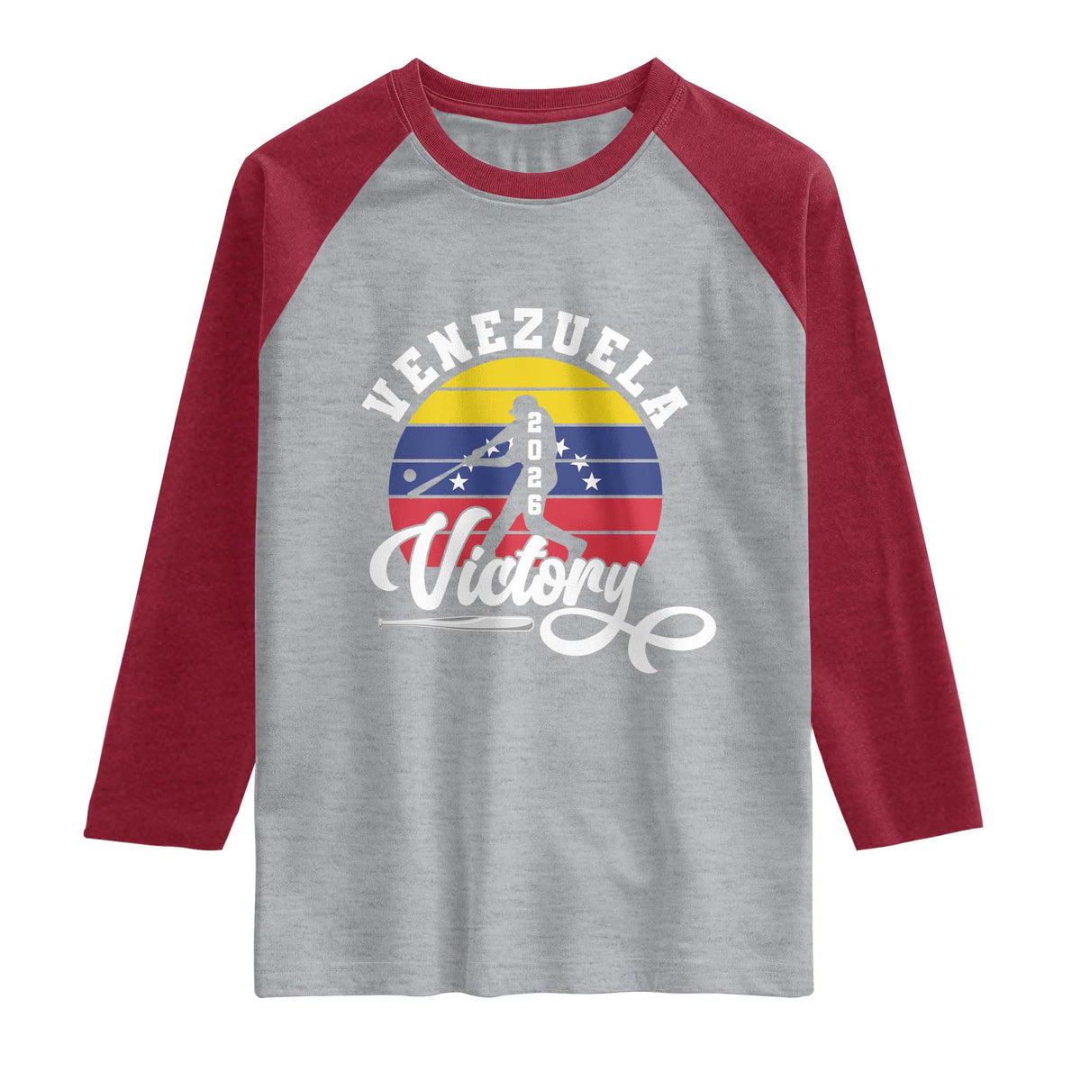Venezuela 2026 Victory Baseball Raglan Shirt Retro Softball Player Gift TS12 Heather Gray Heather Red Print Your Wear