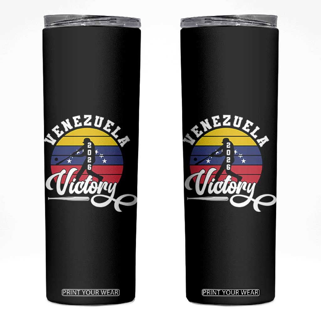 Venezuela 2026 Victory Baseball Skinny Tumbler Retro Softball Player Gift TS12 Black Print Your Wear