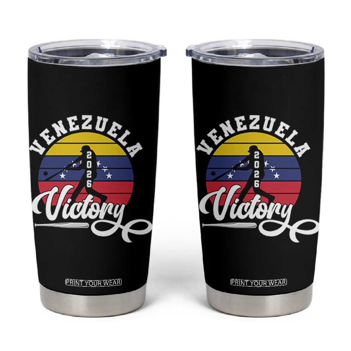 Venezuela 2026 Victory Baseball Tumbler Cup Retro Softball Player Gift TS12 Black Print Your Wear