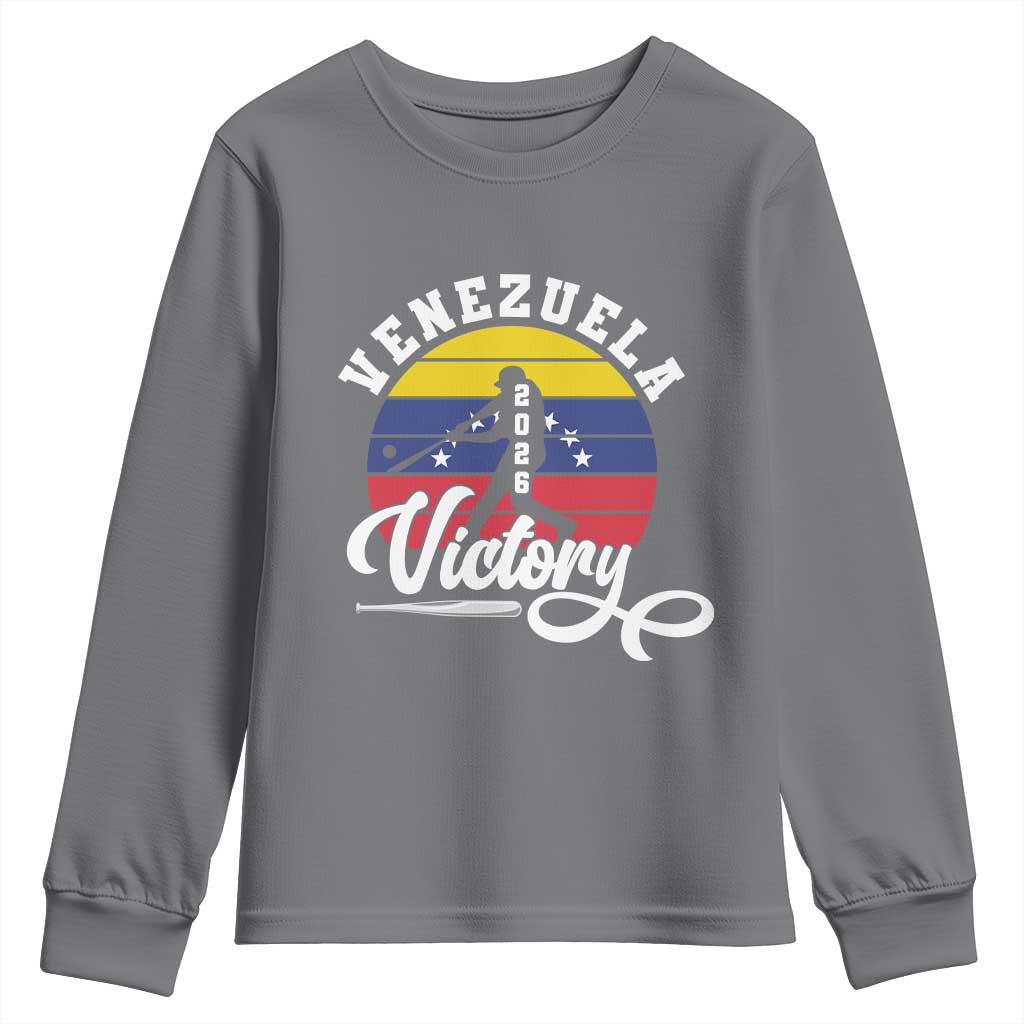 Venezuela 2026 Victory Baseball Youth Sweatshirt Retro Softball Player Gift TS12 Charcoal Print Your Wear