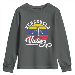 Venezuela 2026 Victory Baseball Youth Sweatshirt Retro Softball Player Gift TS12 Dark Heather Print Your Wear