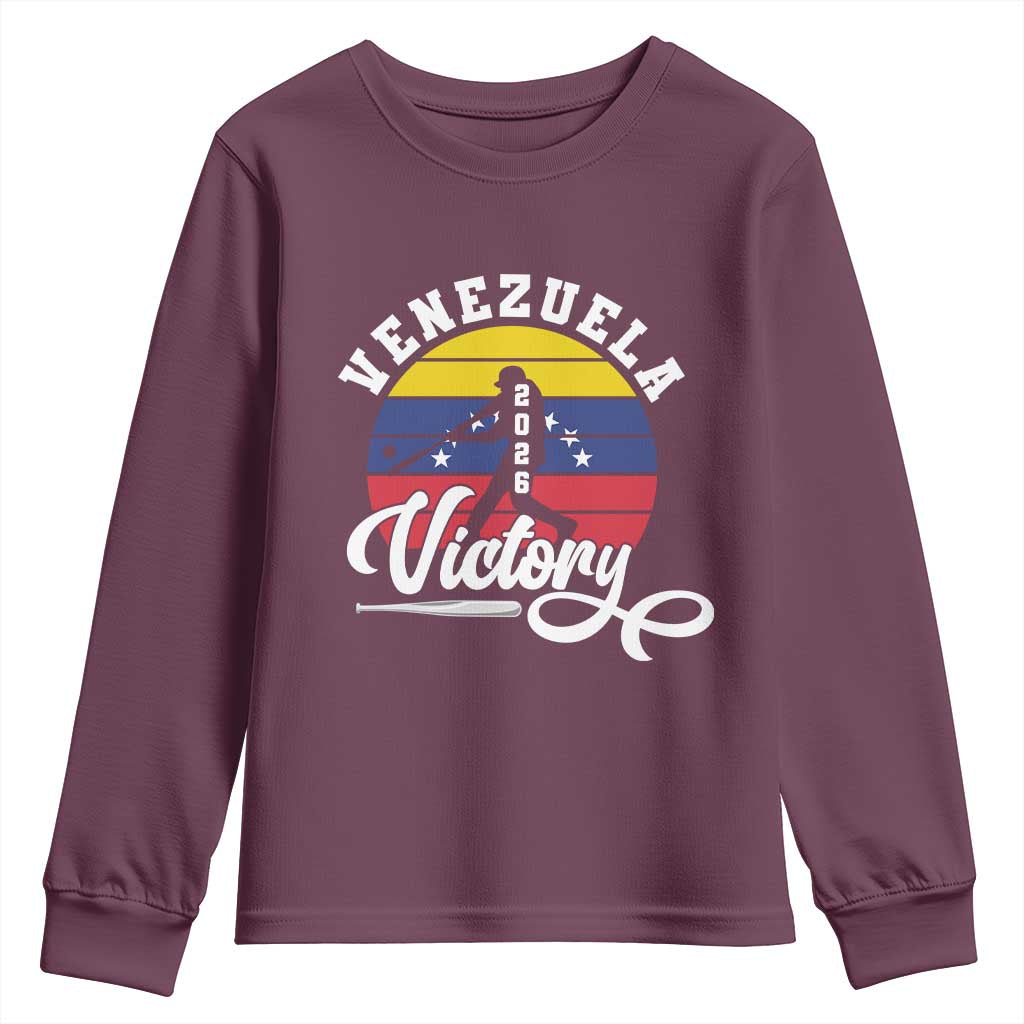 Venezuela 2026 Victory Baseball Youth Sweatshirt Retro Softball Player Gift TS12 Maroon Print Your Wear
