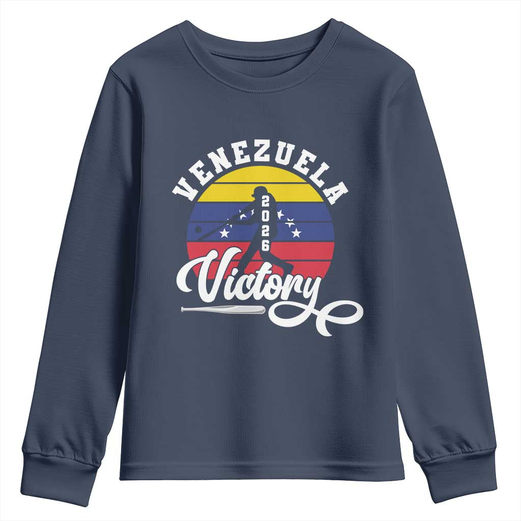 Venezuela 2026 Victory Baseball Youth Sweatshirt Retro Softball Player Gift TS12 Navy Print Your Wear