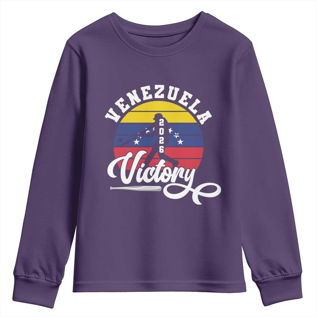 Venezuela 2026 Victory Baseball Youth Sweatshirt Retro Softball Player Gift TS12 Purple Print Your Wear