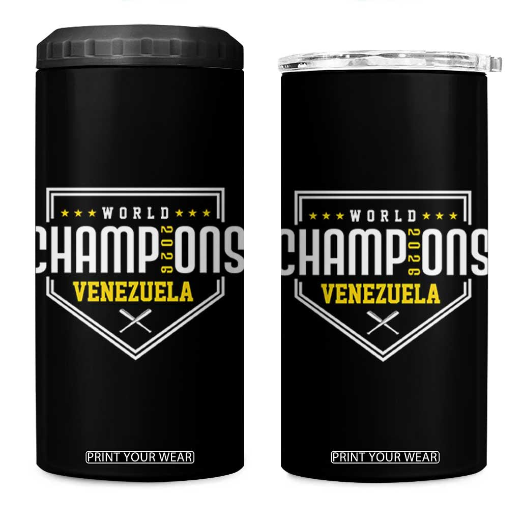 Venezuela 2026 Champions 4 in 1 Can Cooler Tumbler Baseball Venezuelan Pride TS12 One Size: 16 oz Black Print Your Wear
