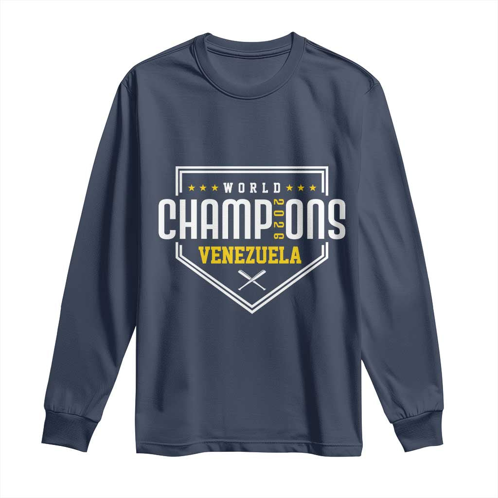 Venezuela 2026 Champions Long Sleeve Shirt Baseball Venezuelan Pride TS12 Navy Print Your Wear