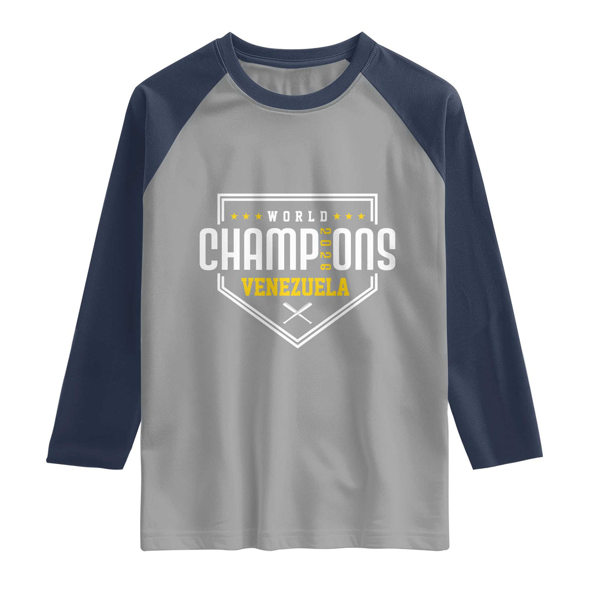 Venezuela 2026 Champions Raglan Shirt Baseball Venezuelan Pride TS12 Sport Gray Navy Print Your Wear