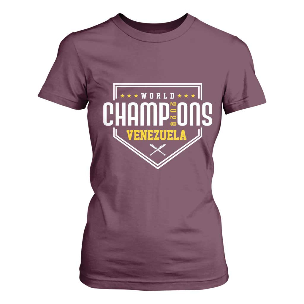 Venezuela 2026 Champions T Shirt For Women Baseball Venezuelan Pride TS12 Maroon Print Your Wear