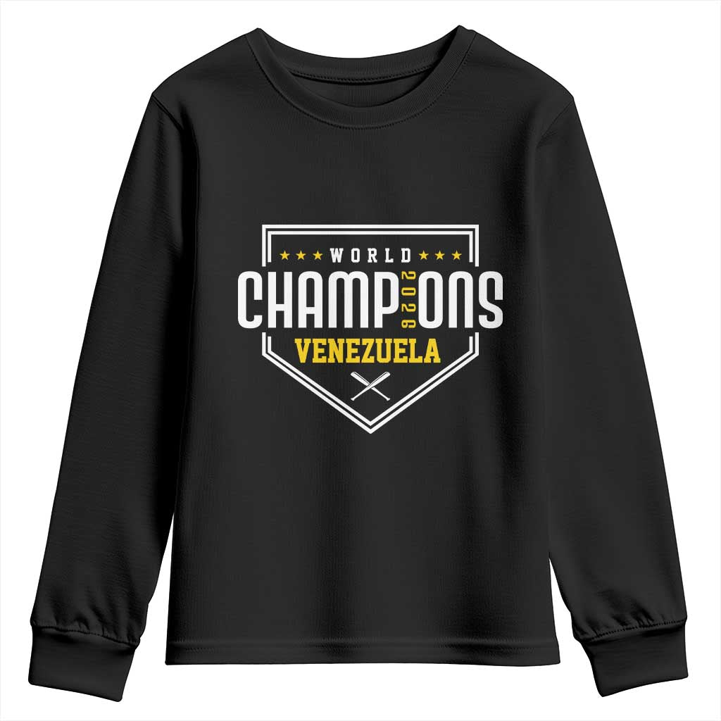 Venezuela 2026 Champions Youth Sweatshirt Baseball Venezuelan Pride TS12 Black Print Your Wear