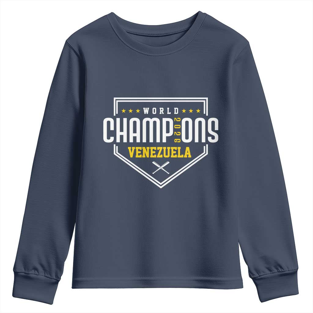 Venezuela 2026 Champions Youth Sweatshirt Baseball Venezuelan Pride TS12 Navy Print Your Wear