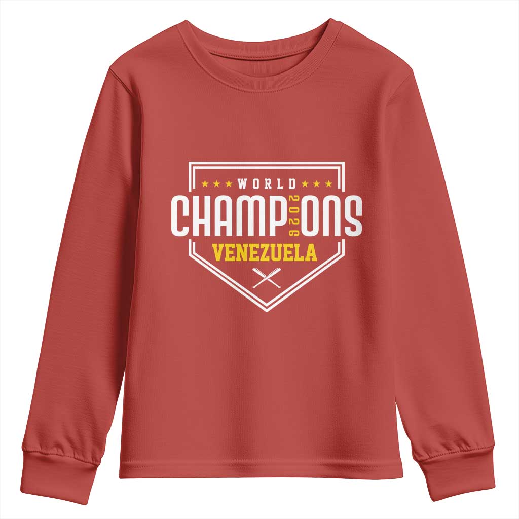 Venezuela 2026 Champions Youth Sweatshirt Baseball Venezuelan Pride TS12 Red Print Your Wear