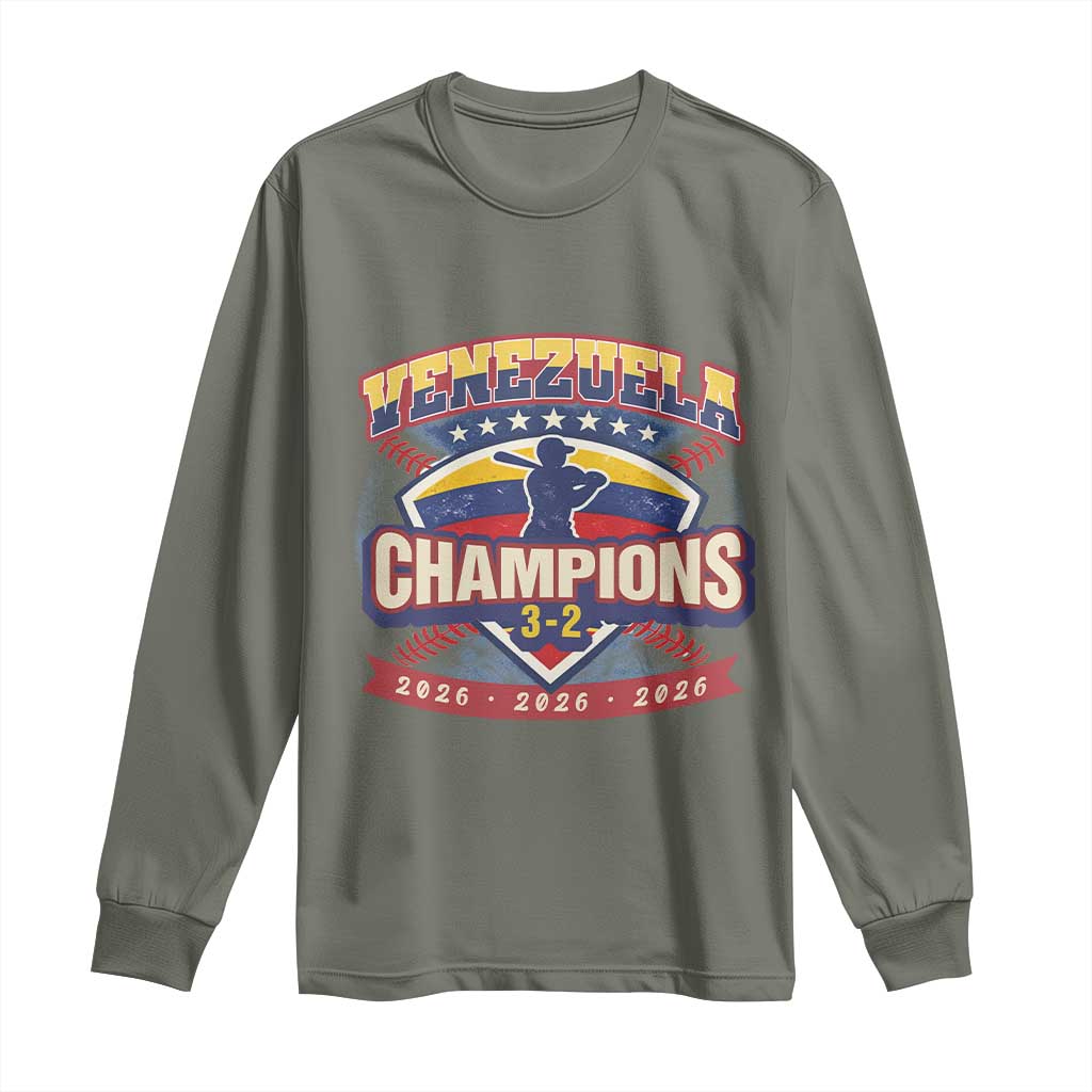 Venezuela 2026 Champions Long Sleeve Shirt Baseball Fan Pride TS12 Military Green Print Your Wear