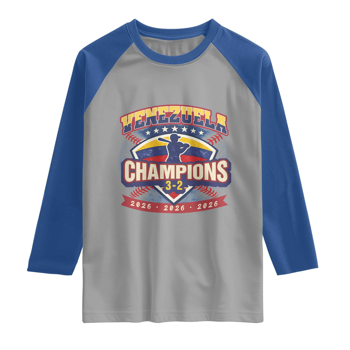 Venezuela 2026 Champions Raglan Shirt Baseball Fan Pride TS12 Sport Gray Royal Print Your Wear