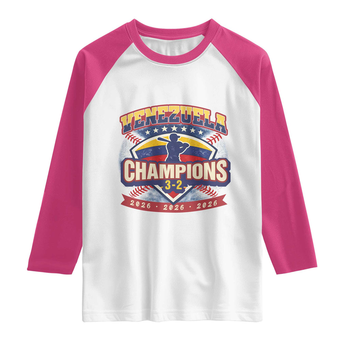 Venezuela 2026 Champions Raglan Shirt Baseball Fan Pride TS12 White Heliconia Print Your Wear