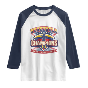 Venezuela 2026 Champions Raglan Shirt Baseball Fan Pride TS12 White Navy Print Your Wear