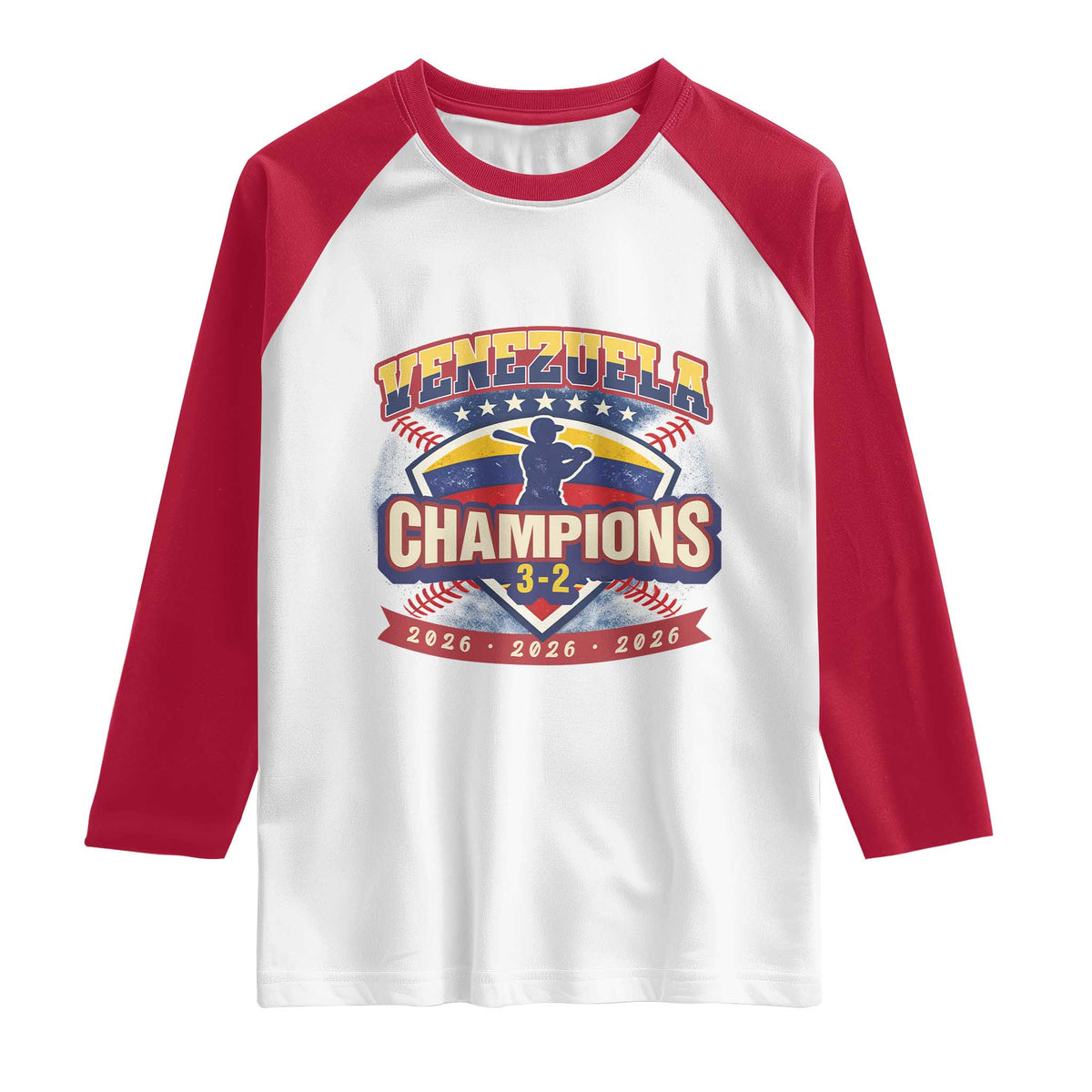 Venezuela 2026 Champions Raglan Shirt Baseball Fan Pride TS12 White Red Print Your Wear