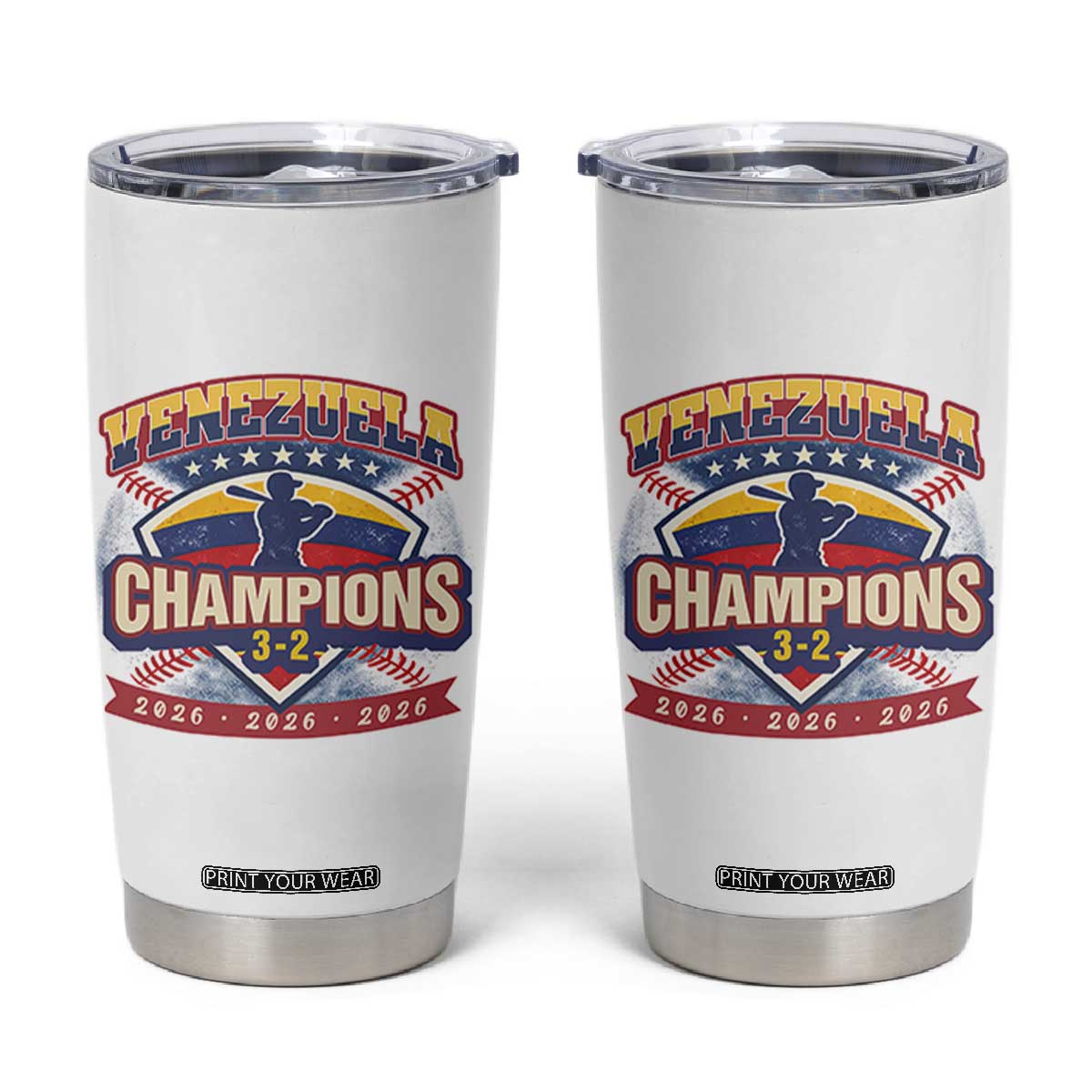 Venezuela 2026 Champions Tumbler Cup Baseball Fan Pride TS12 White Print Your Wear