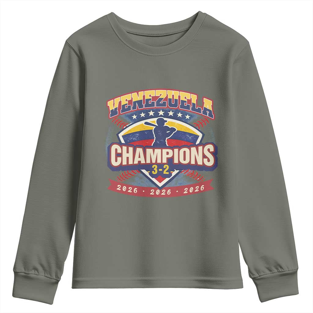 Venezuela 2026 Champions Youth Sweatshirt Baseball Fan Pride TS12 Military Green Print Your Wear